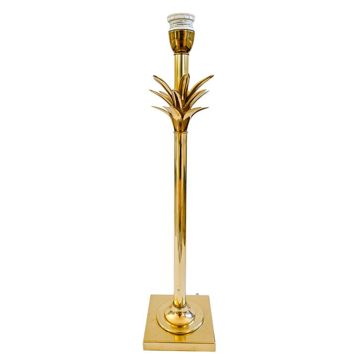 Pair of 1970s Hollywood Regency Style Brass Palm Tree Table Lamps