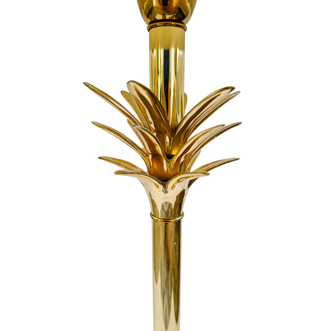 Pair of 1970s Hollywood Regency Style Brass Palm Tree Table Lamps