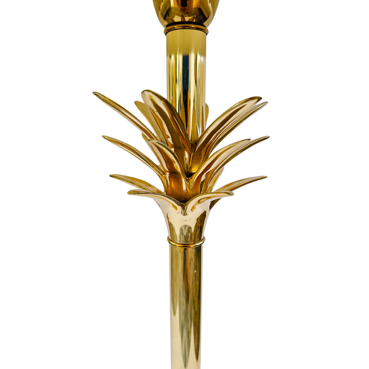 Pair of 1970s Hollywood Regency Style Brass Palm Tree Table Lamps