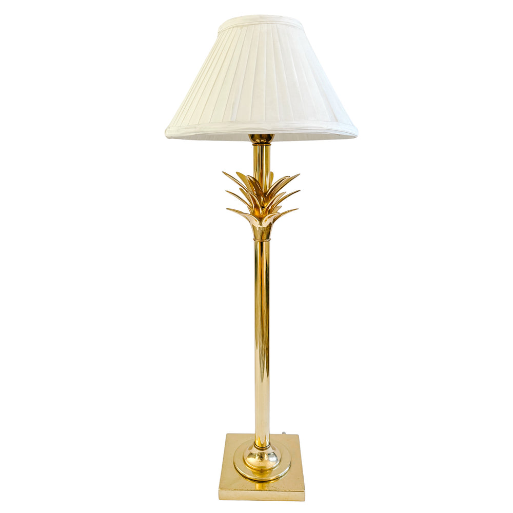 Pair of 1970s Hollywood Regency Style Brass Palm Tree Table Lamps