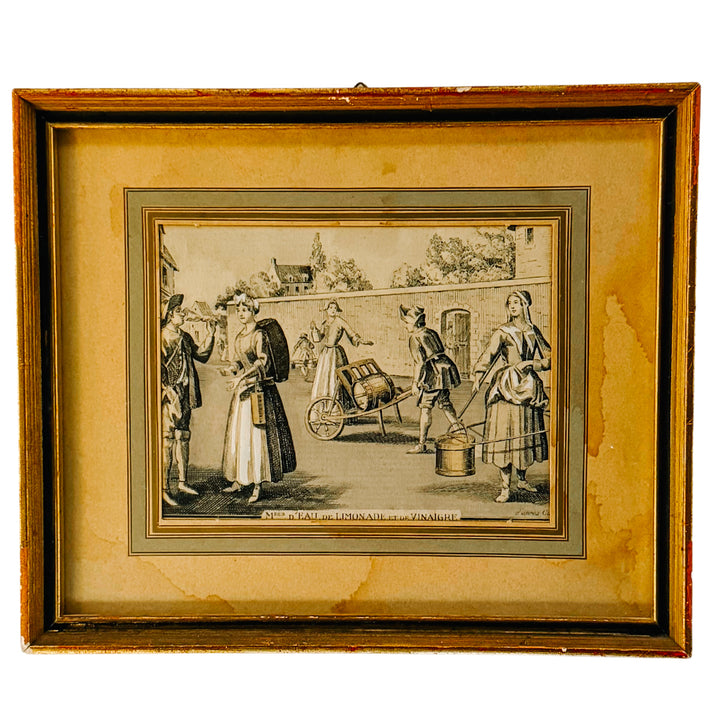 Pair of Antique French "Cris de Paris" Framed Engravings After Nicolas Guérard