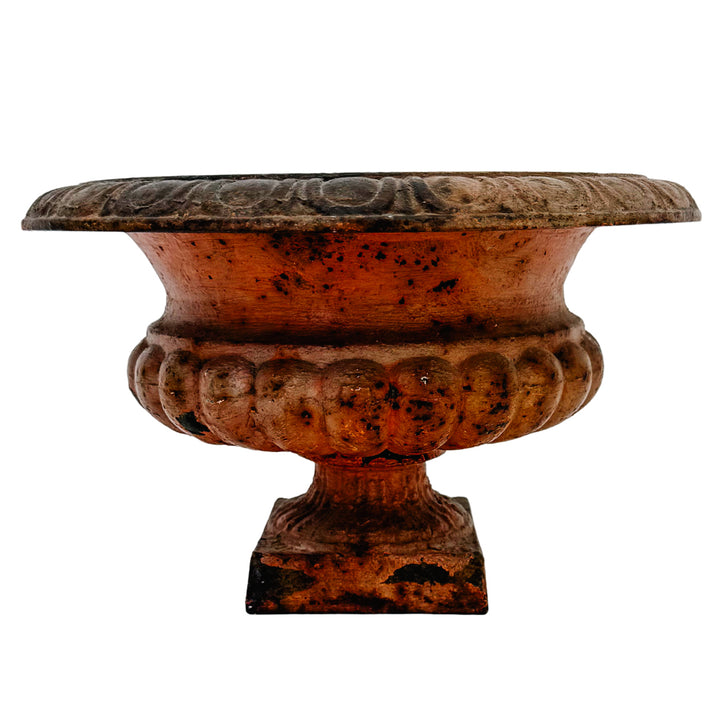 Pair of Petite Antique French Style Cast Iron Campana Urn Planters