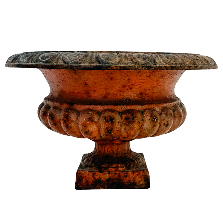 Pair of Petite Antique French Style Cast Iron Campana Urn Planters