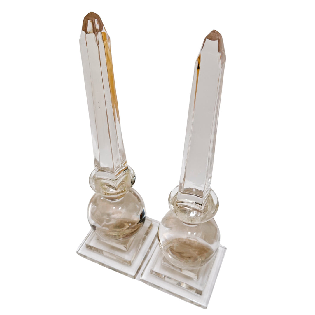 Art Deco Solid Glass Obelisks