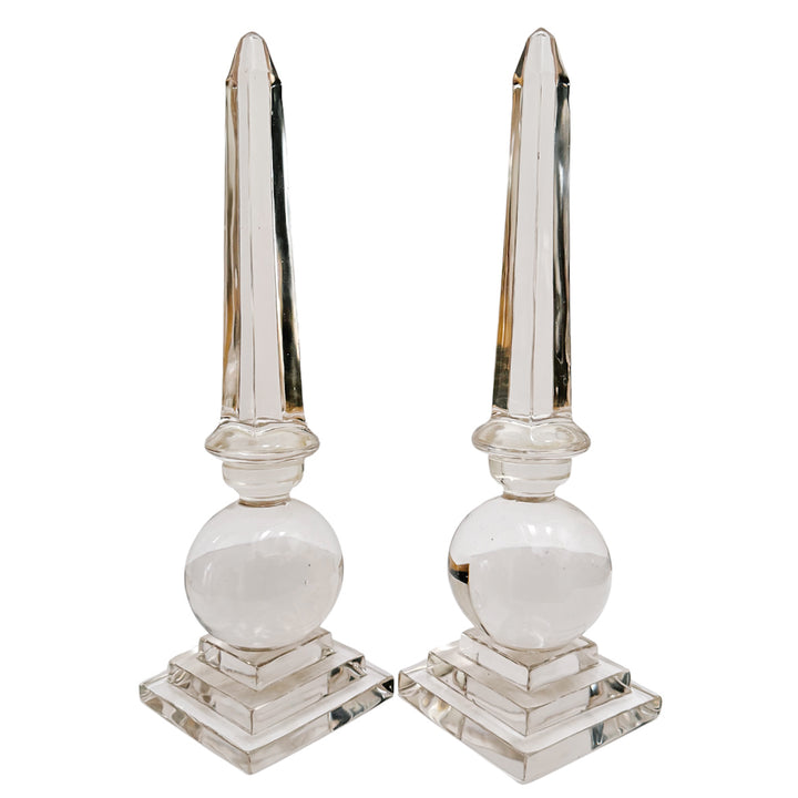 Art Deco Solid Glass Obelisks