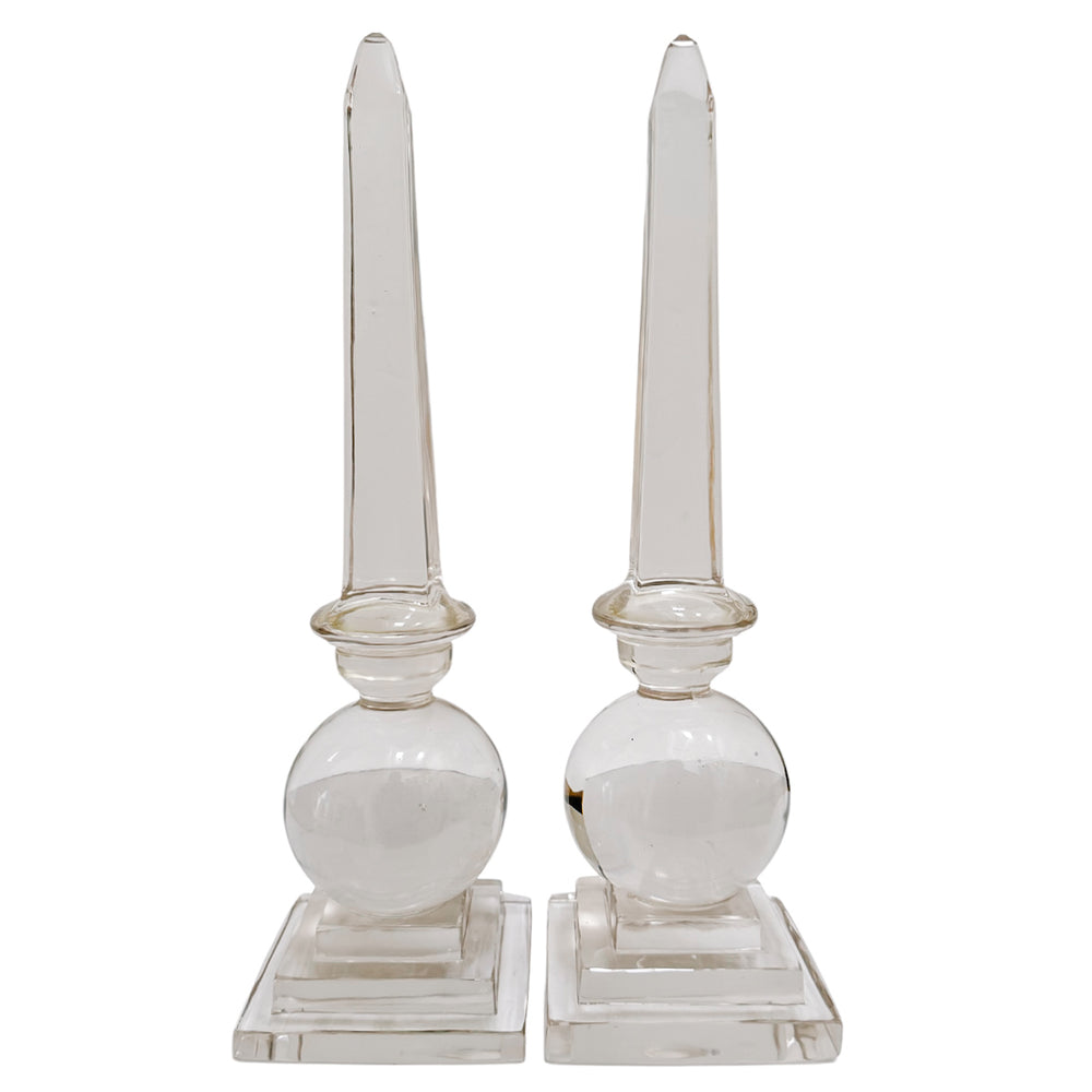 Art Deco Solid Glass Obelisks