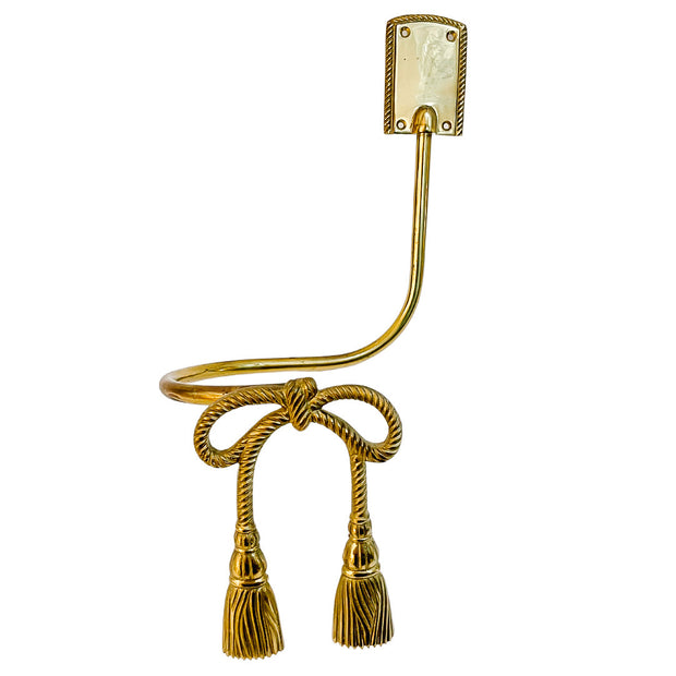 Pair of Brass Bow & Tassel Curtain TieBacks