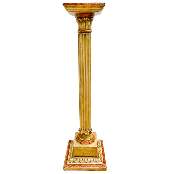 Pair of Classical Venetian Cream and Red Gilt Pedestal Columns