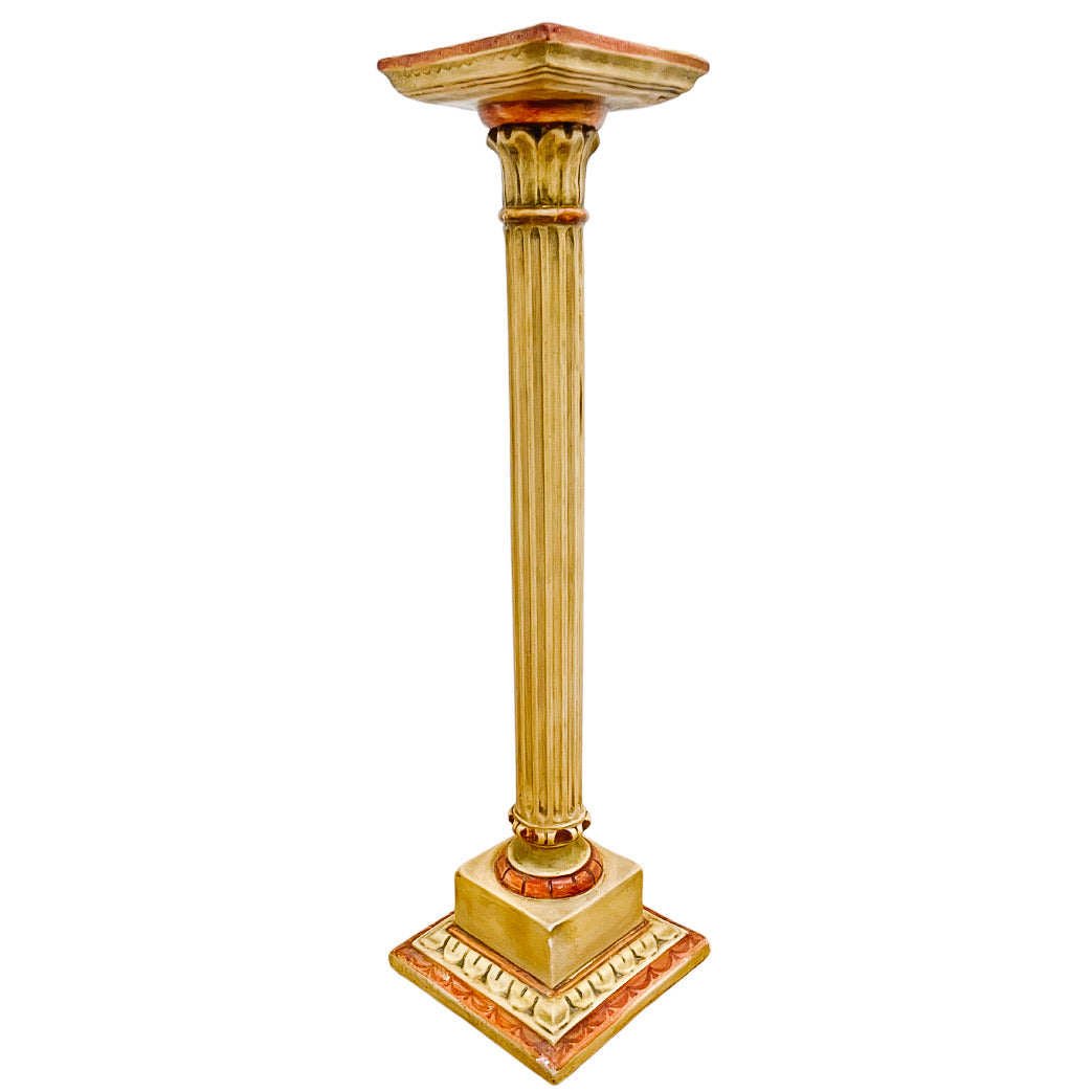 Pair of Classical Venetian Cream and Red Gilt Pedestal Columns