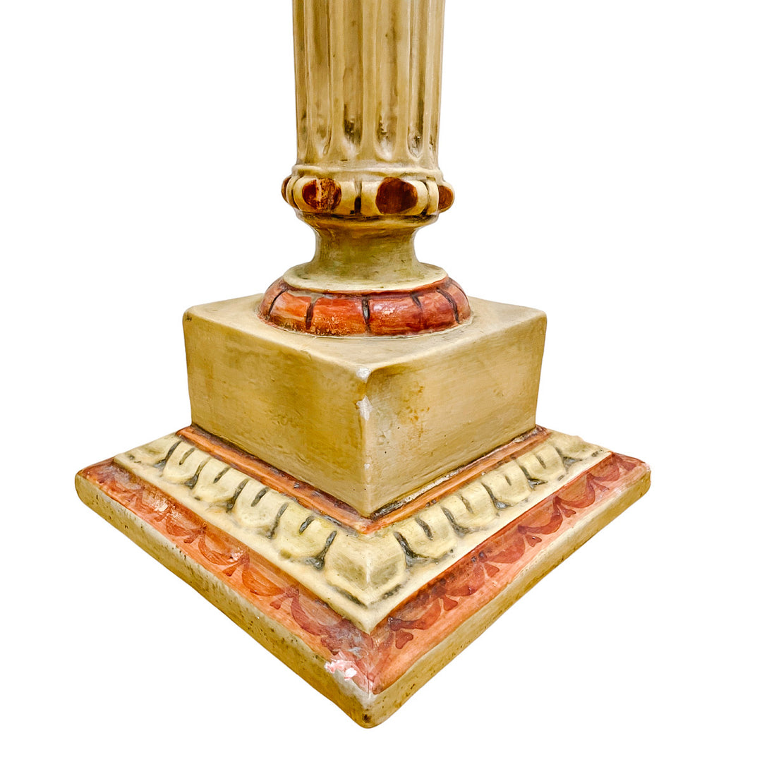 Pair of Classical Venetian Cream and Red Gilt Pedestal Columns