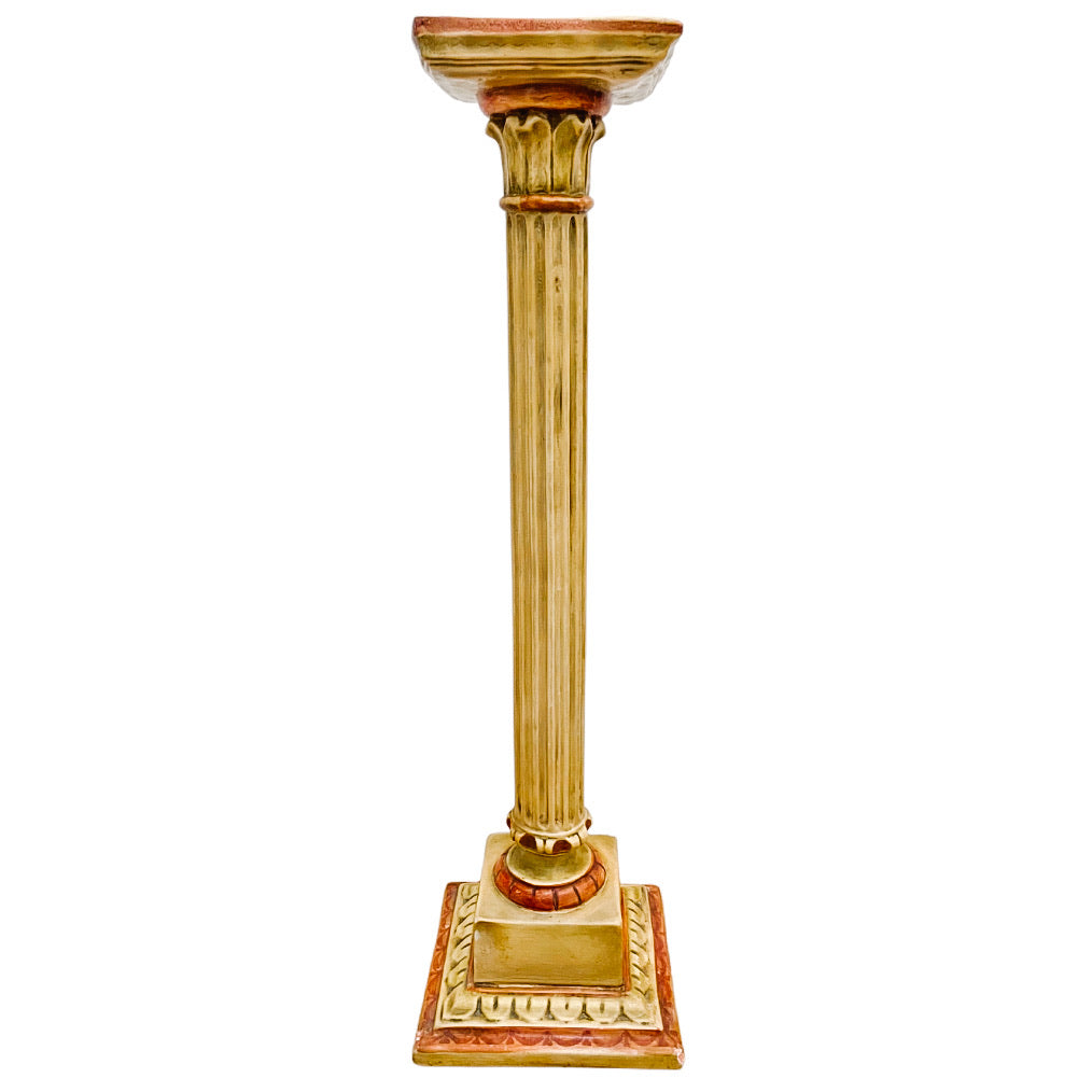 Pair of Classical Venetian Cream and Red Gilt Pedestal Columns