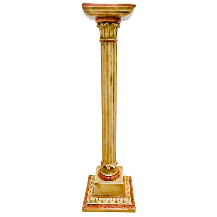 Pair of Classical Venetian Cream and Red Gilt Pedestal Columns