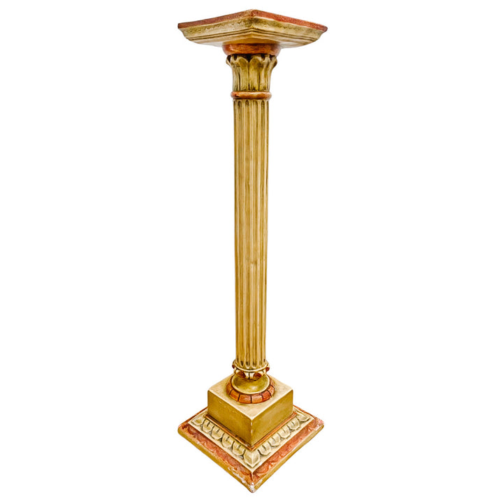 Pair of Classical Venetian Cream and Red Gilt Pedestal Columns