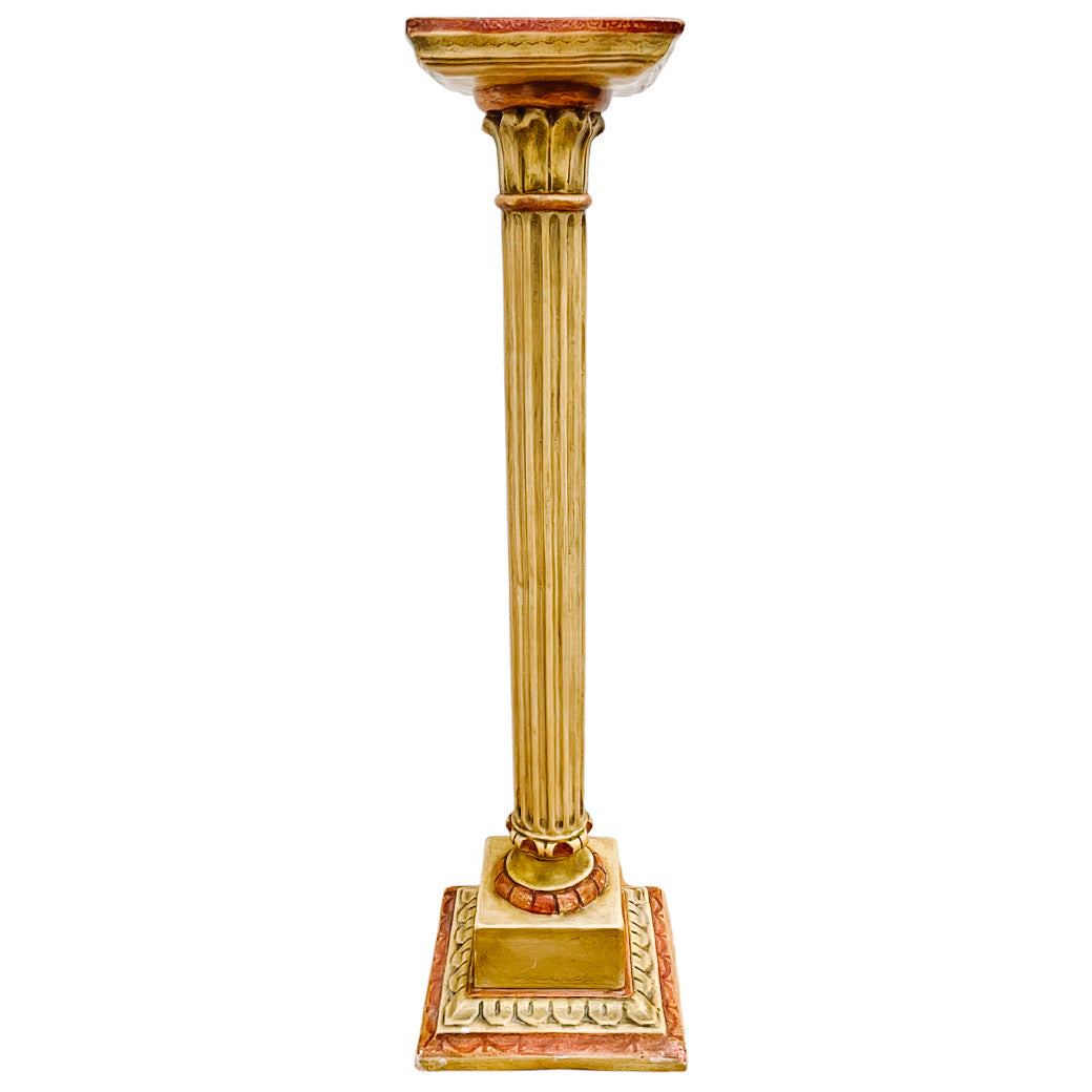 Pair of Classical Venetian Cream and Red Gilt Pedestal Columns