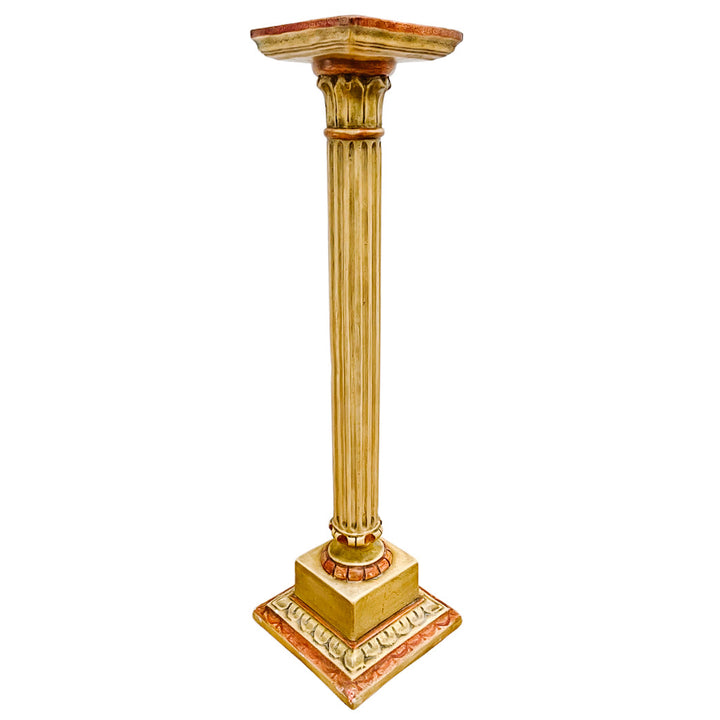 Pair of Classical Venetian Cream and Red Gilt Pedestal Columns