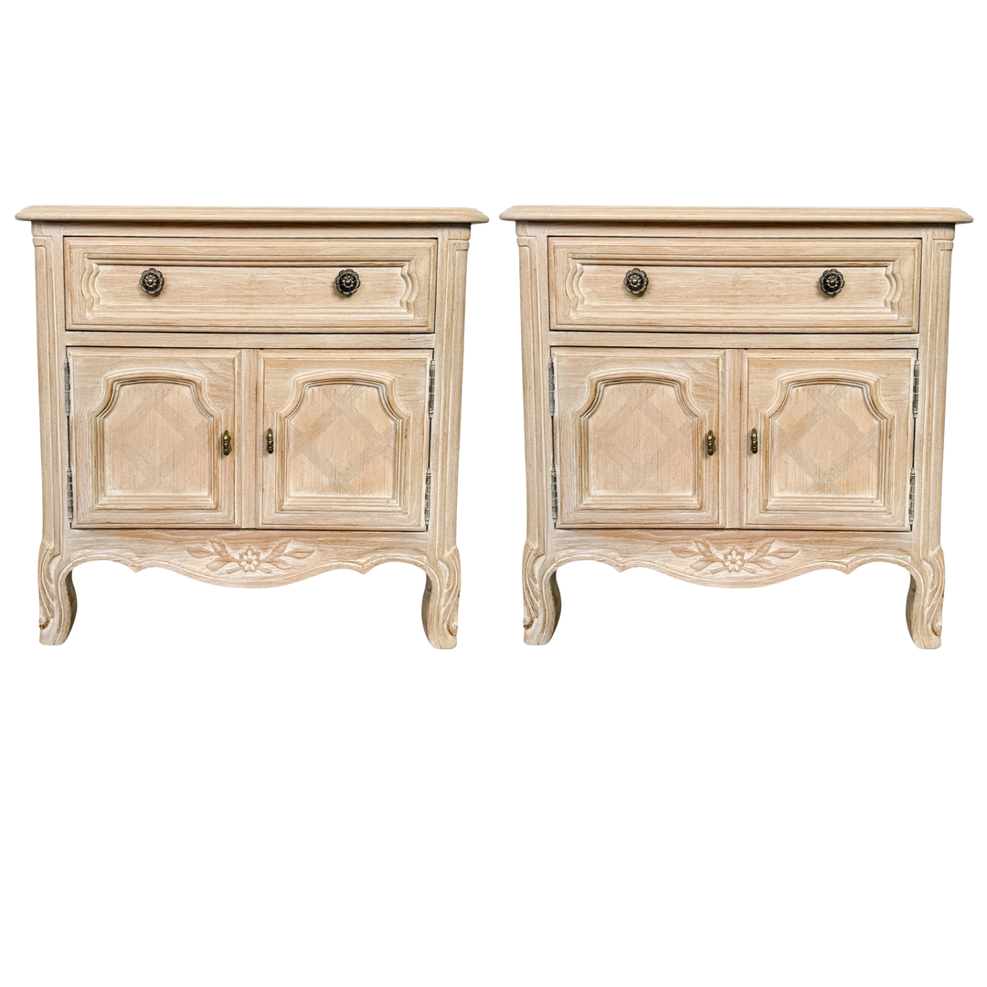 Pair of Drexel French Provincial Cabernet Blanc Nightstands or End Tables
