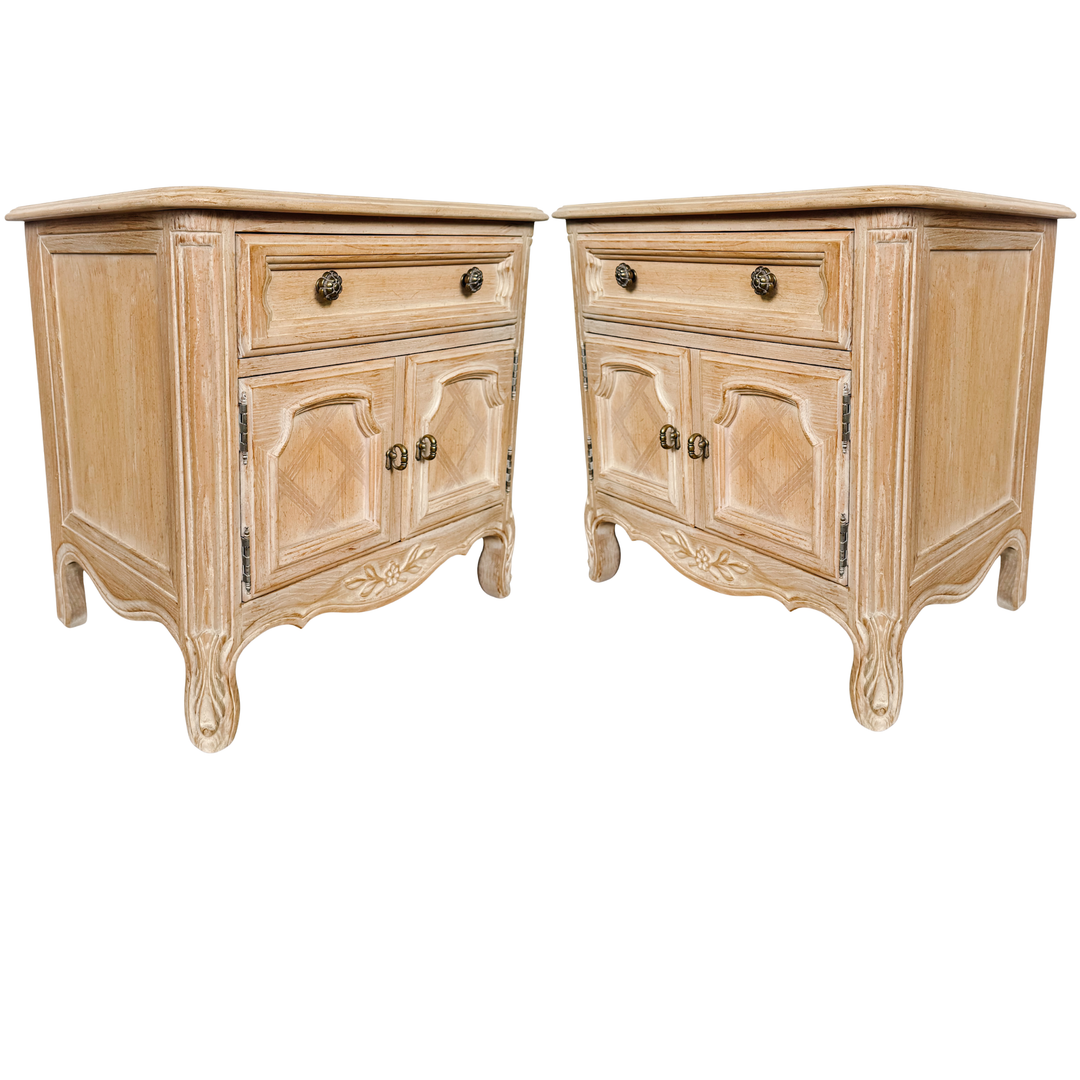 Pair of Drexel French Provincial Cabernet Blanc Nightstands or End Tables