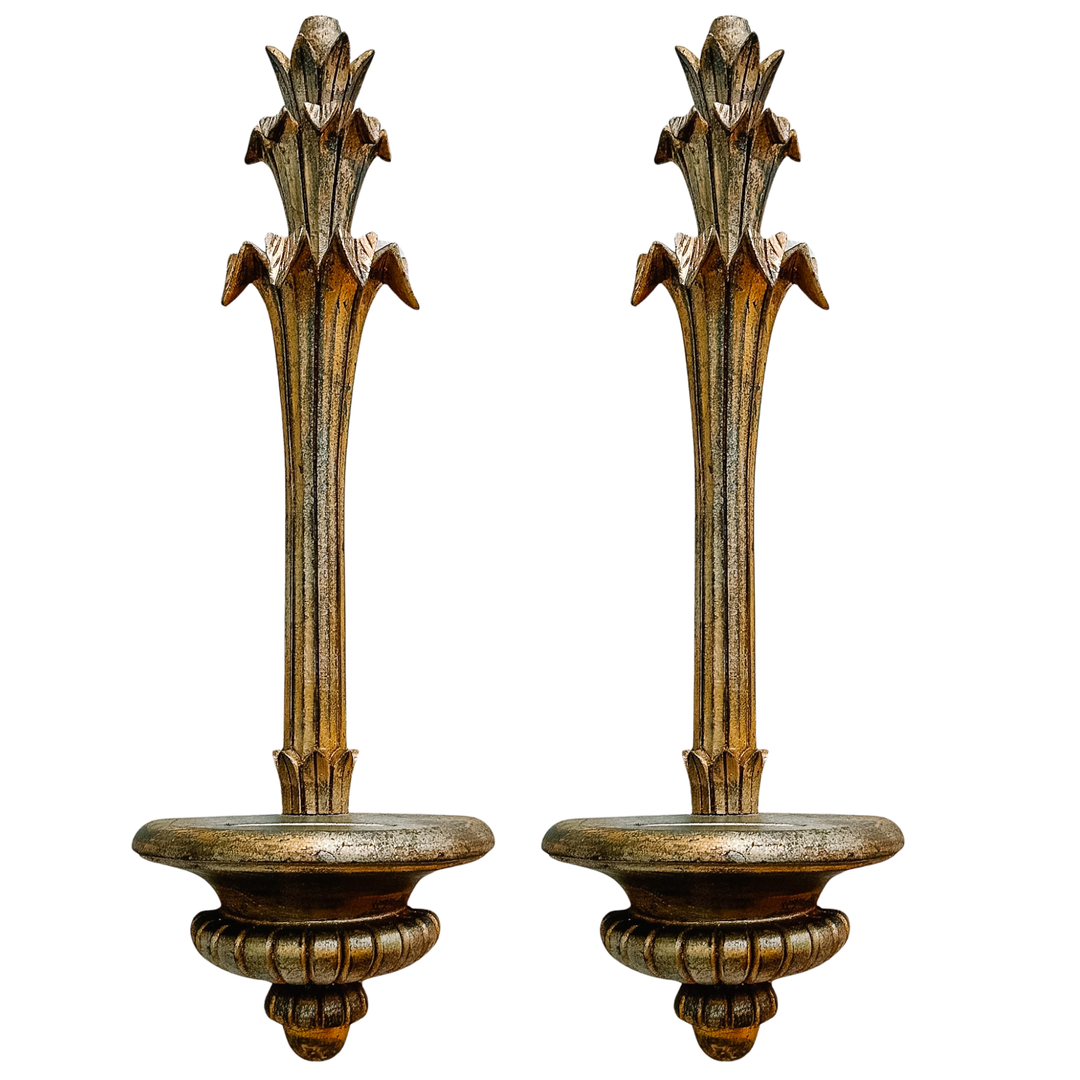 Pair of Florentine Style Giltwood Resin Wall Plate Holders