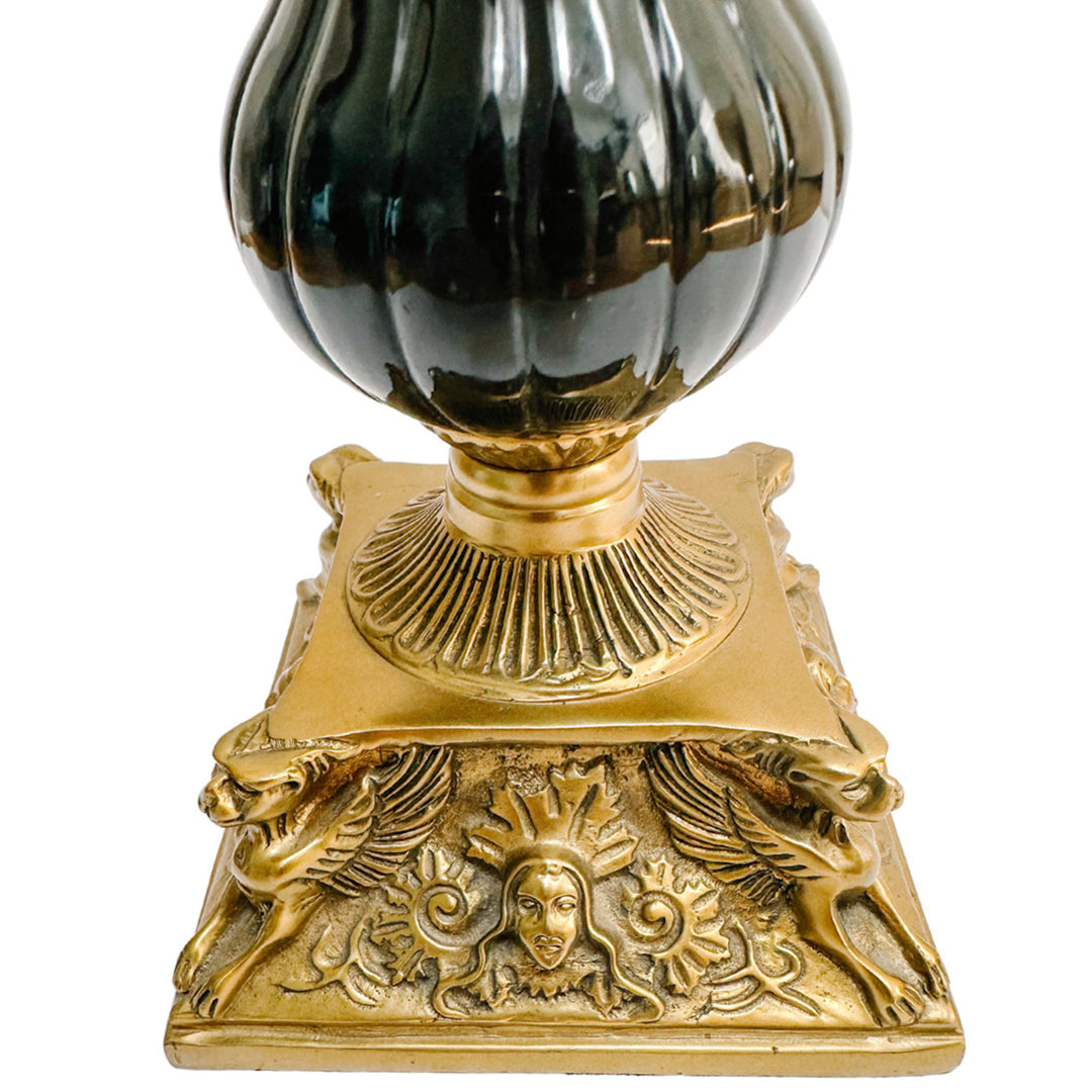 Pair of French Empire Gilt Steel and Japanned Metal Candlesticks