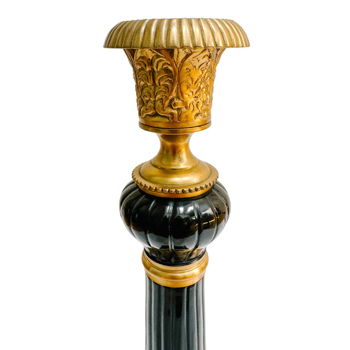 Pair of French Empire Gilt Steel and Japanned Metal Candlesticks