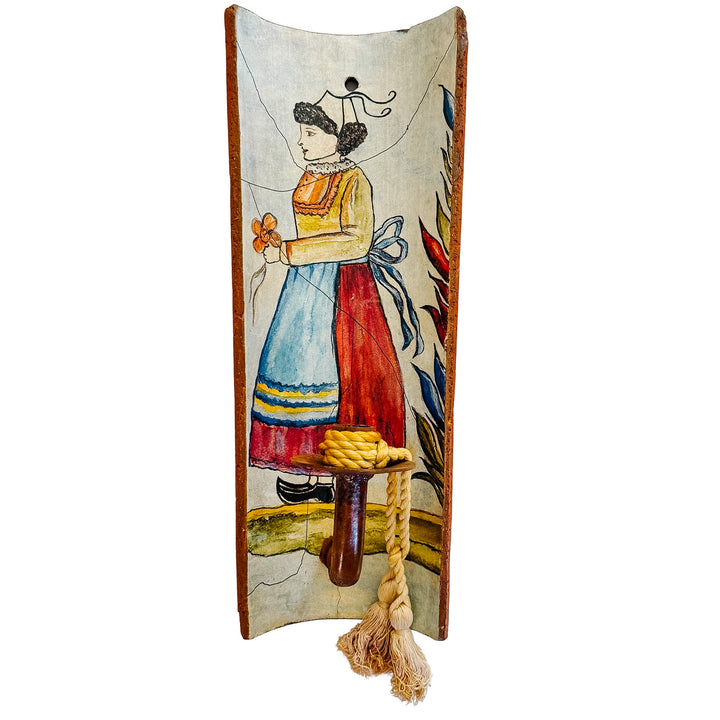 Pair of French Provincial Terracotta Tile Candle Sconces With Breton Folk Figures