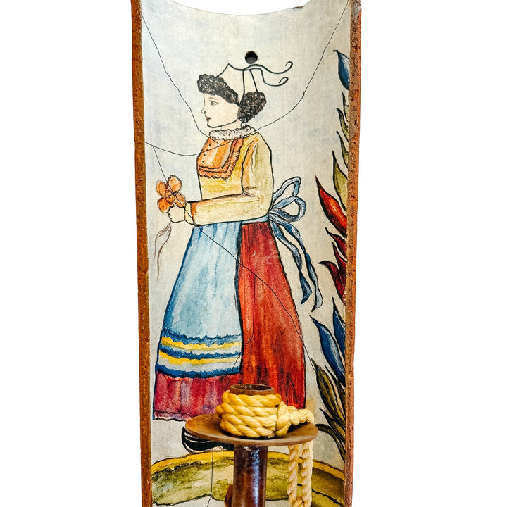 Pair of French Provincial Terracotta Tile Candle Sconces With Breton Folk Figures