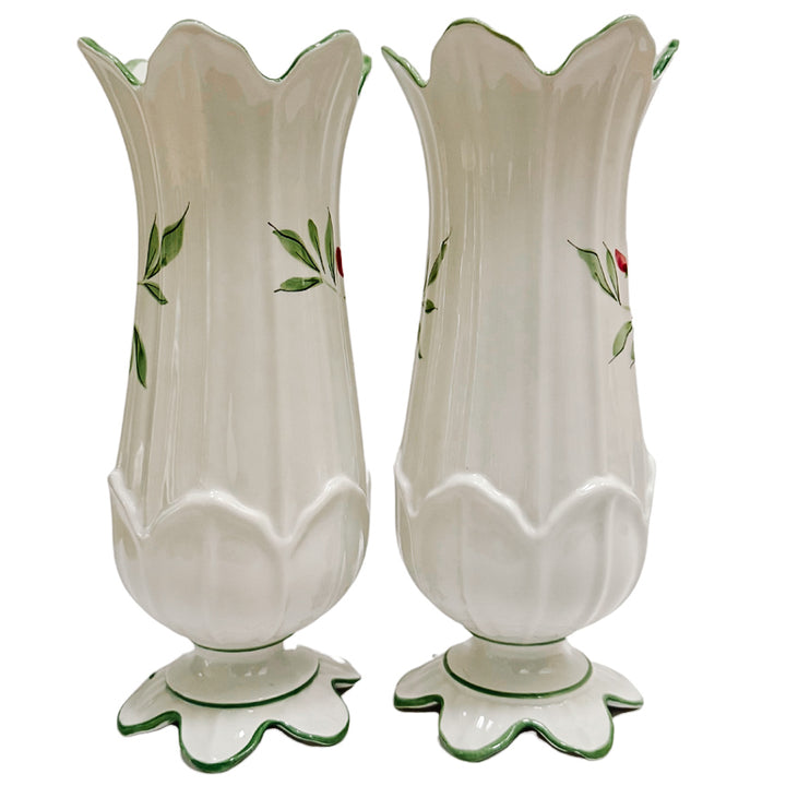 Pair of Italian Hand-Painted Vases by Zanolli