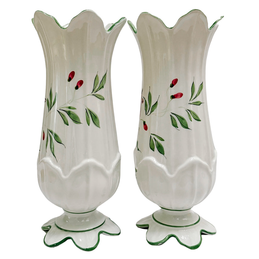 Pair of Italian Hand-Painted Vases by Zanolli