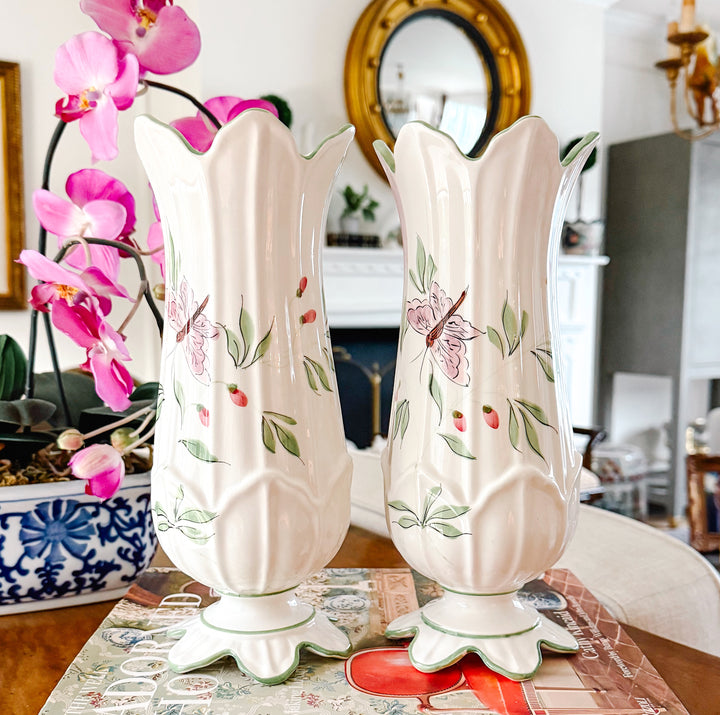 Pair of Italian Hand-Painted Vases by Zanolli