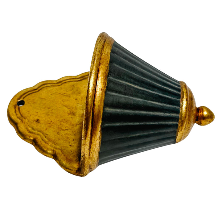 Pair of Italian Neoclassical Painted and Parcel-Gilt Fluted Wall Pockets