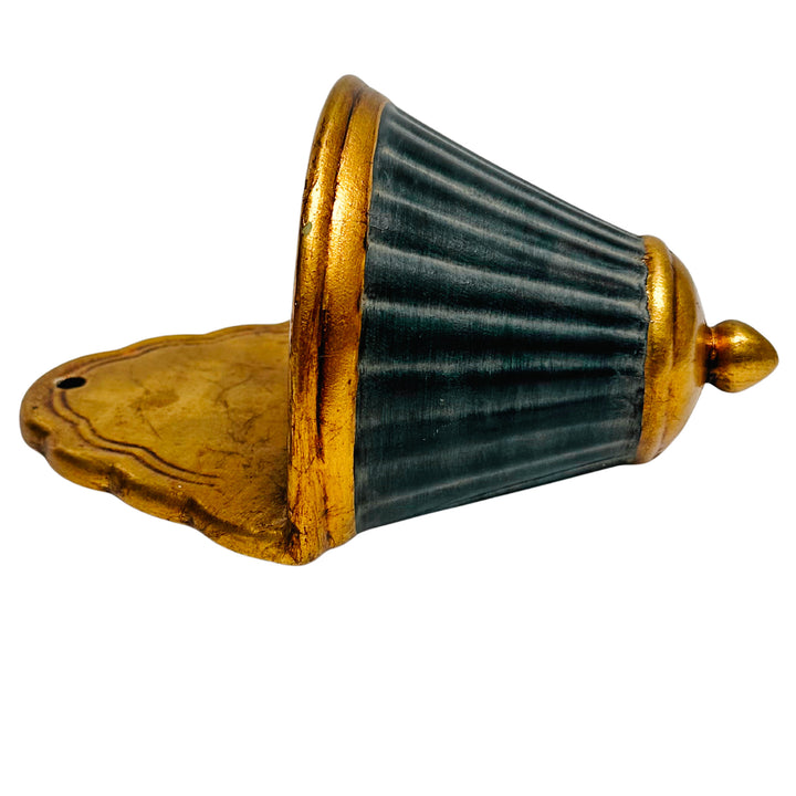 Pair of Italian Neoclassical Painted and Parcel-Gilt Fluted Wall Pockets