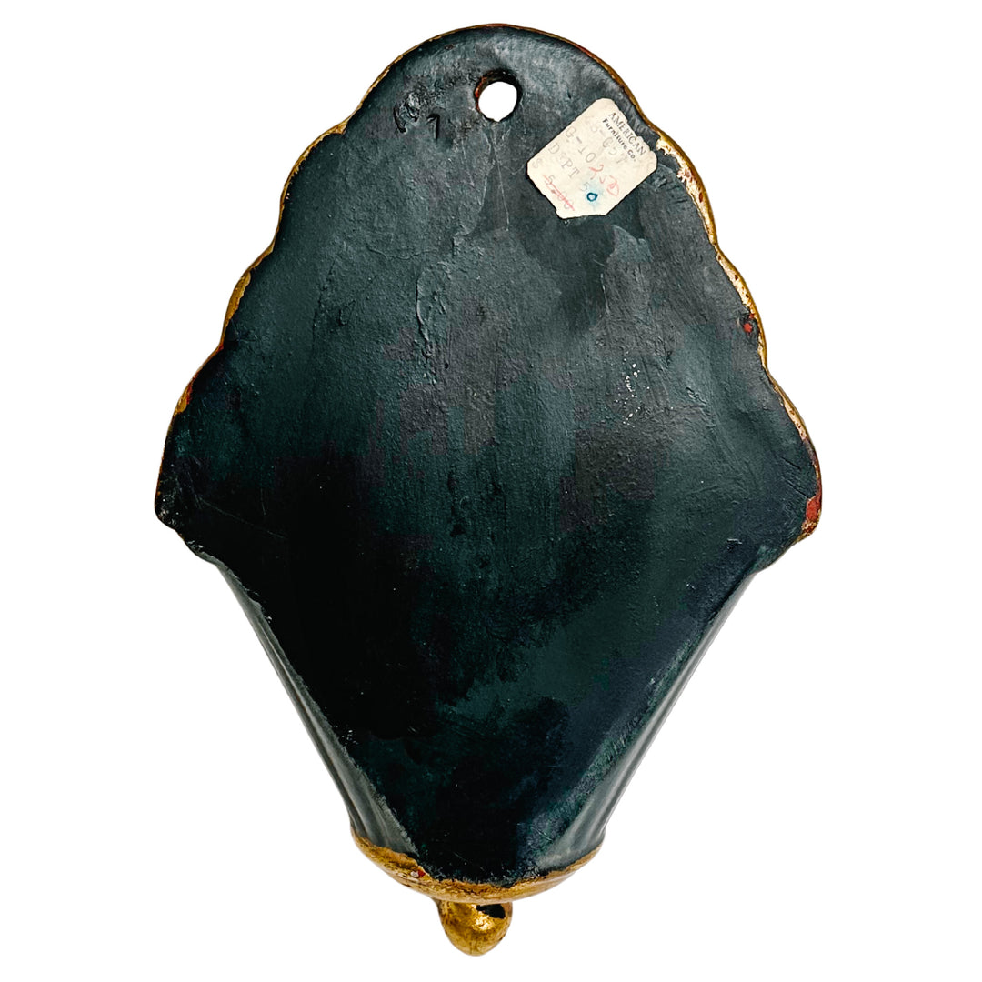 Pair of Italian Neoclassical Painted and Parcel-Gilt Fluted Wall Pockets