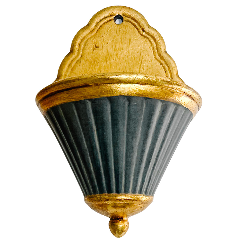 Pair of Italian Neoclassical Painted and Parcel-Gilt Fluted Wall Pockets