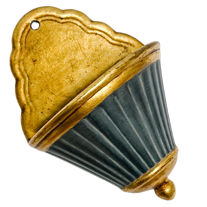 Pair of Italian Neoclassical Painted and Parcel-Gilt Fluted Wall Pockets