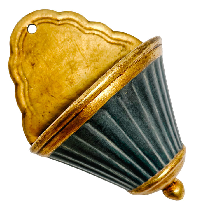 Pair of Italian Neoclassical Painted and Parcel-Gilt Fluted Wall Pockets