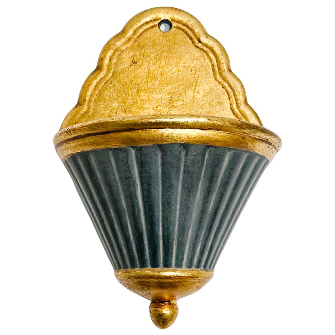 Pair of Italian Neoclassical Painted and Parcel-Gilt Fluted Wall Pockets