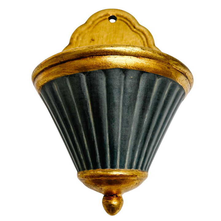 Pair of Italian Neoclassical Painted and Parcel-Gilt Fluted Wall Pockets