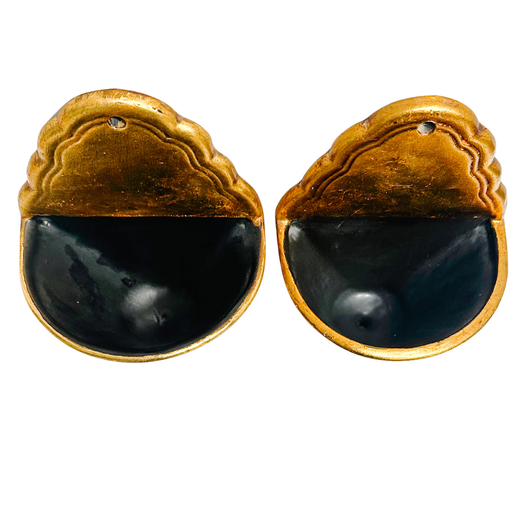 Pair of Italian Neoclassical Painted and Parcel-Gilt Fluted Wall Pockets