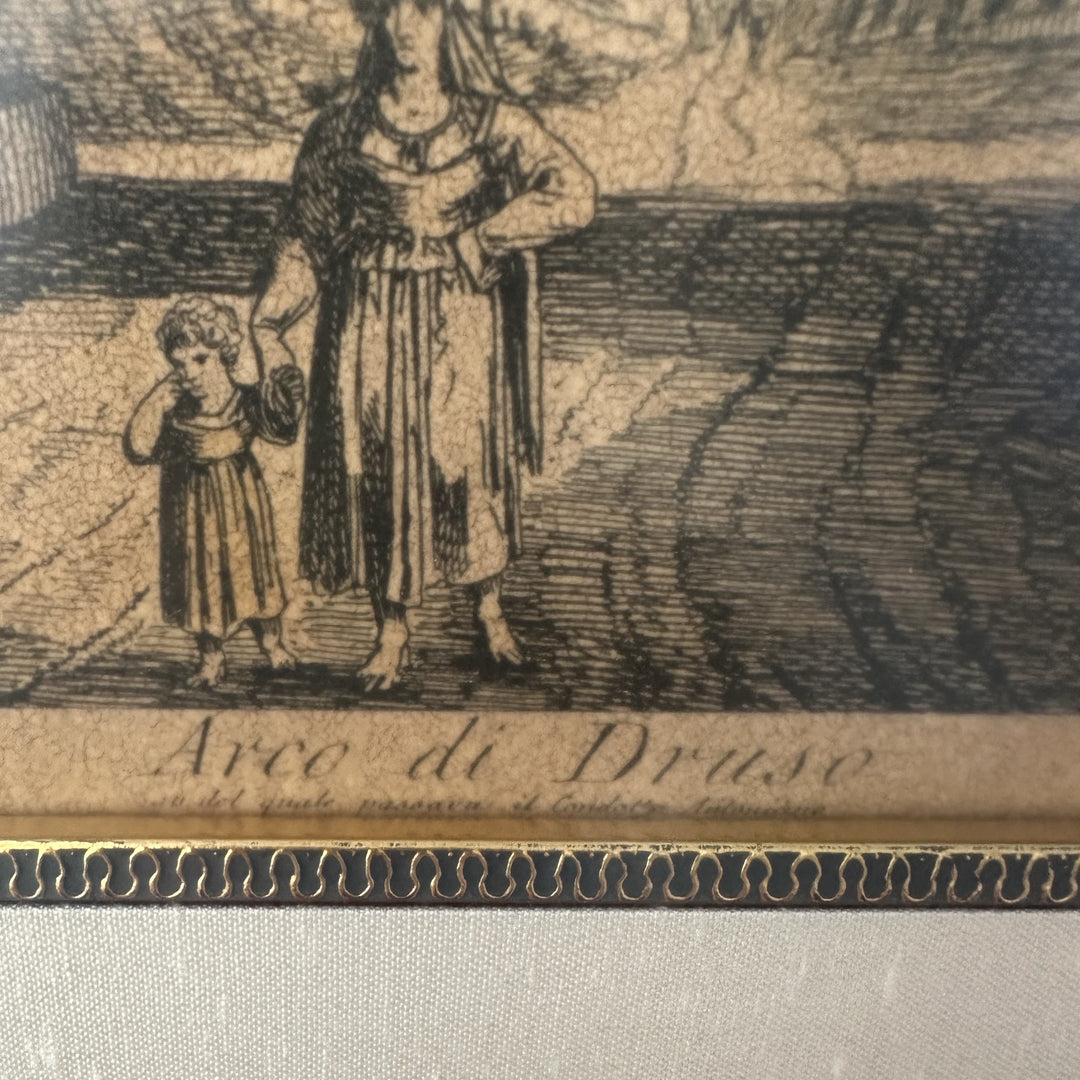 Pair of Large 19th Century Luigi Rossini Architectural Roman Arch Etchings