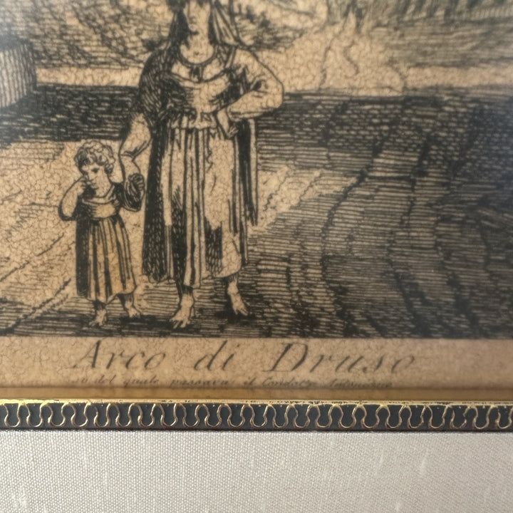 Pair of Large 19th Century Luigi Rossini Architectural Roman Arch Etchings