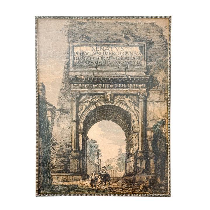 Pair of Large 19th Century Luigi Rossini Architectural Roman Arch Etchings