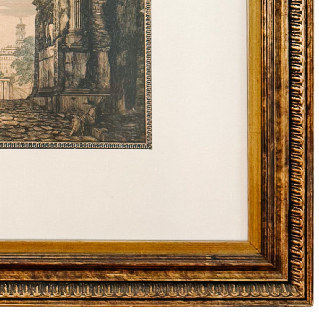 Pair of Large 19th Century Luigi Rossini Architectural Roman Arch Etchings