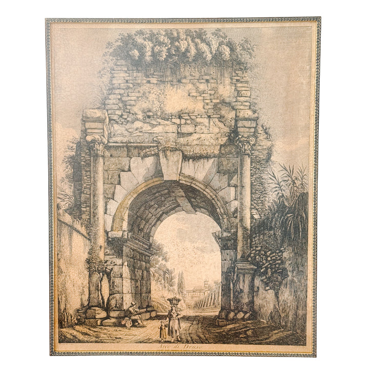 Pair of Large 19th Century Luigi Rossini Architectural Roman Arch Etchings