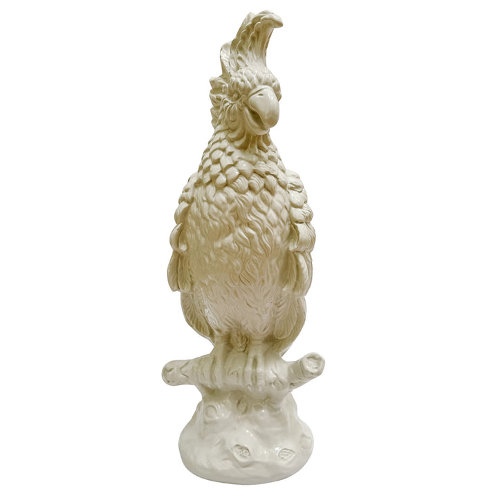 Large Scale Mid-Century Italian Glazed Blanc De Chine Cockatoos