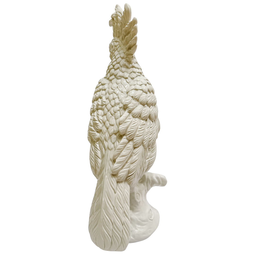 Large Scale Mid-Century Italian Glazed Blanc De Chine Cockatoos