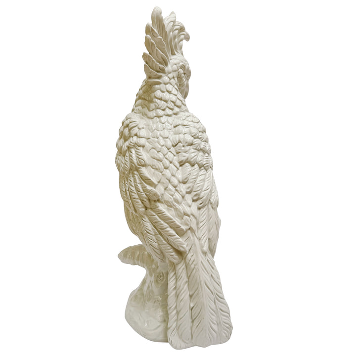 Large Scale Mid-Century Italian Glazed Blanc De Chine Cockatoos