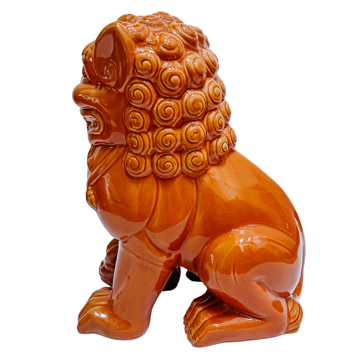 Large Terracotta Glazed Ceramic Foo Dogs