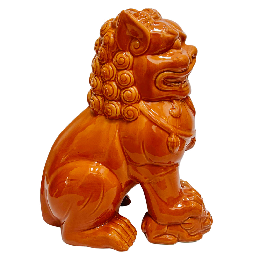 Large Terracotta Glazed Ceramic Foo Dogs