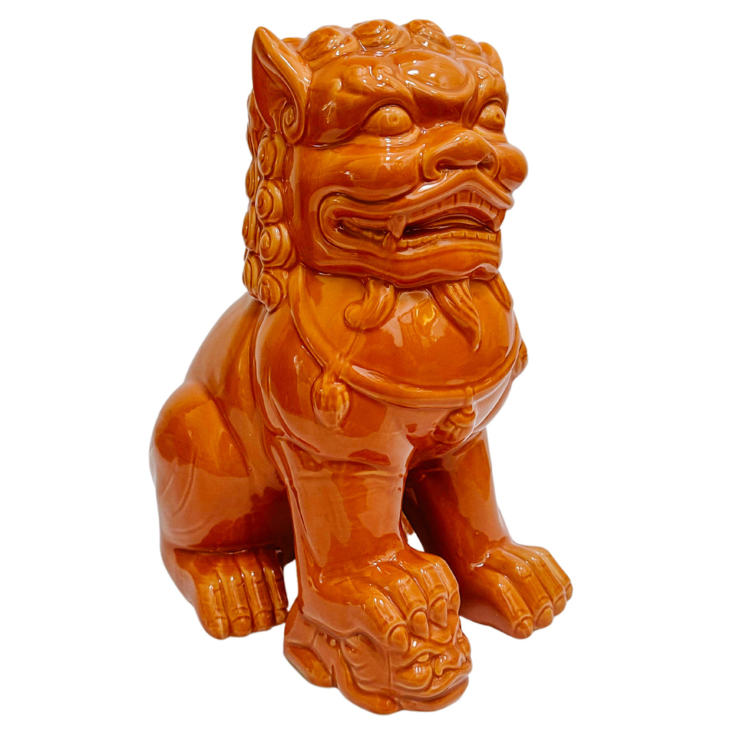 Large Terracotta Glazed Ceramic Foo Dogs