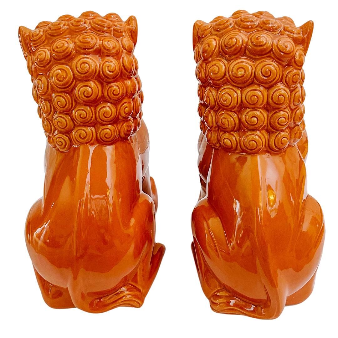 Large Terracotta Glazed Ceramic Foo Dogs